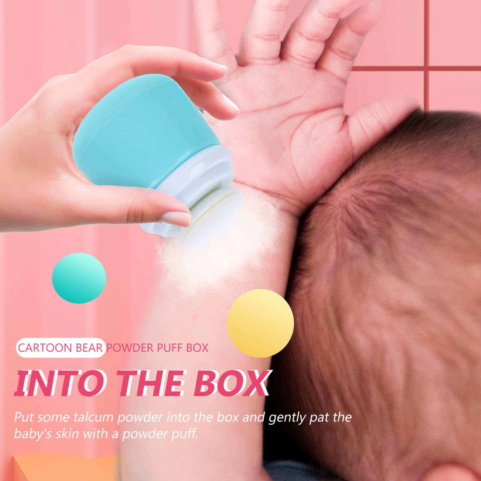 Lurrose Puff Skincare Containers Loose Powder Container Portable Loose Powder Case with Mushroom Sponge Puff Refillable Powder Bottle Jars for Home Outdoor Blue Makeup Powder Travel - Image 2
