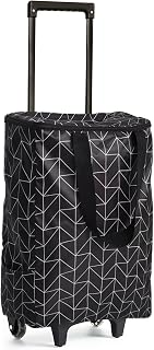 Shopping Cart with Wheels, Grocery Cart on Wheels & Trolley Bag, Collapsible, Portable, Waterproof Tote Bag with Zipper Cover, Ideal for Travel, Camping, Shopping (Black Geometry)