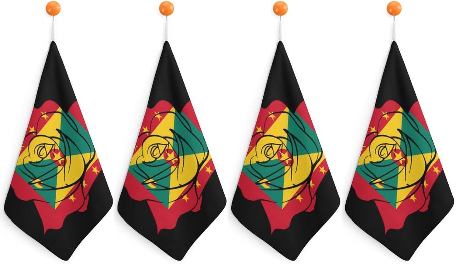 Grenada Flag Grenadian Rose Hand Towels for Bathroom Kitchen Towels Small Towel Handkerchiefs with Hanging Loop 4PCS