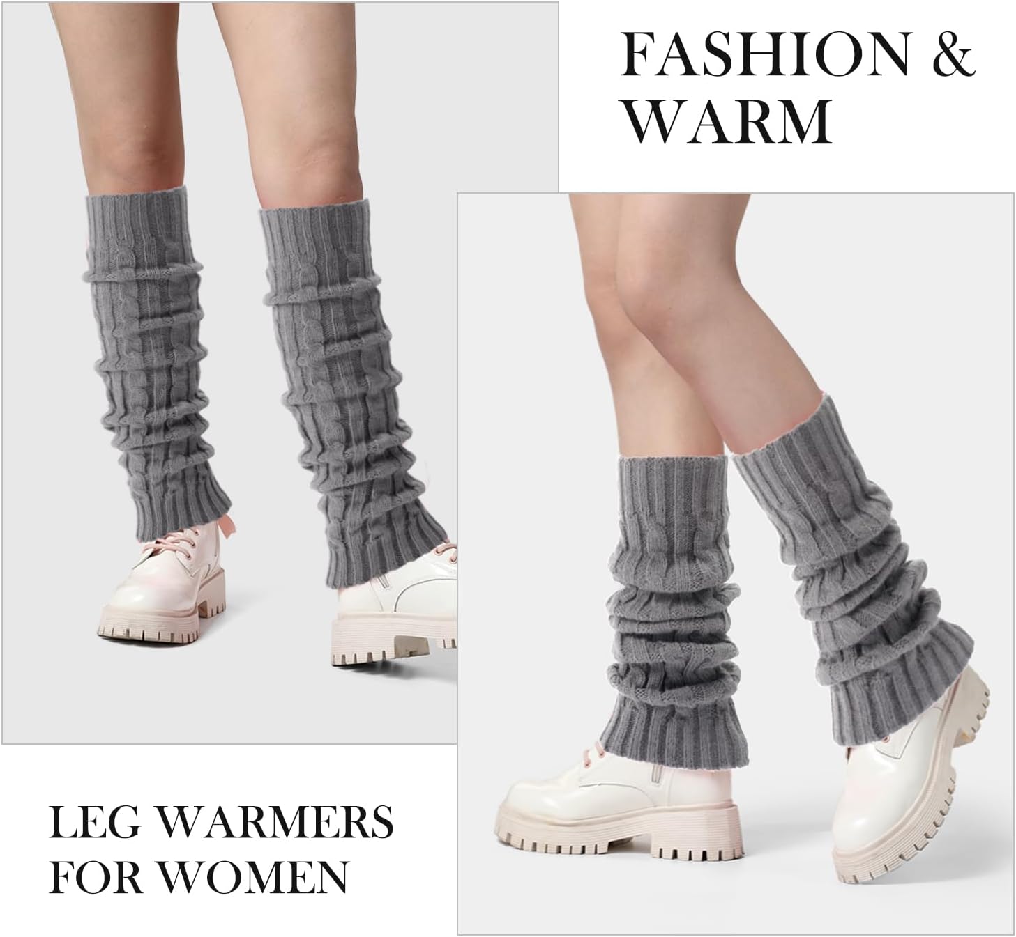 Pleneal Leg Warmers for Women - 1/2/3 Pairs Fashion Cable Knit Warm Leg Warmers 80s Accessories for Party Sports Yoga