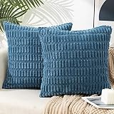 ETASOP Pack of 4 Decorative Throw Pillow Covers 18x18 Inch Soft Boho Striped Pillow Covers Modern Fa