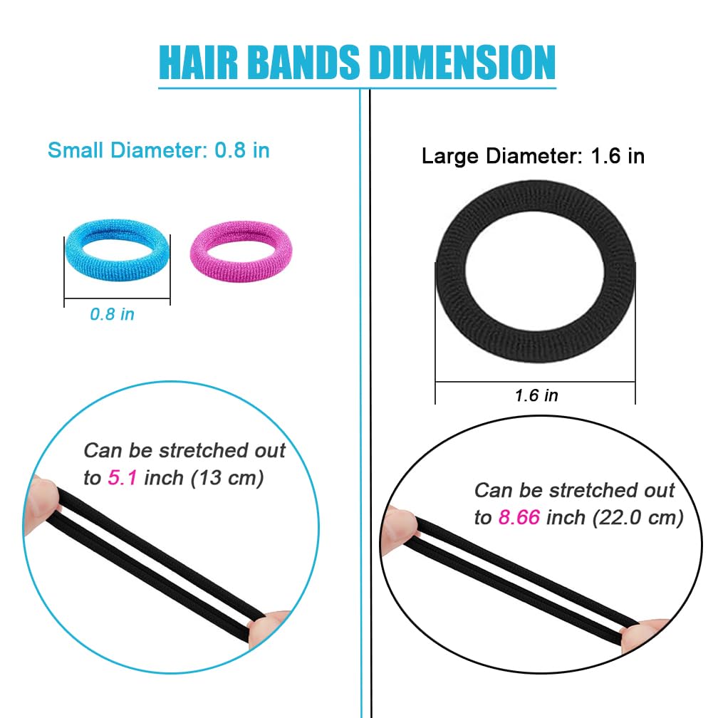 210 PCS Baby Hair Ties, 200 Small 2cm and 10 Large 4cm Soft Seamless Hair Bands for Girls Rubber Elastic Ponytail Holders (Multicolour)