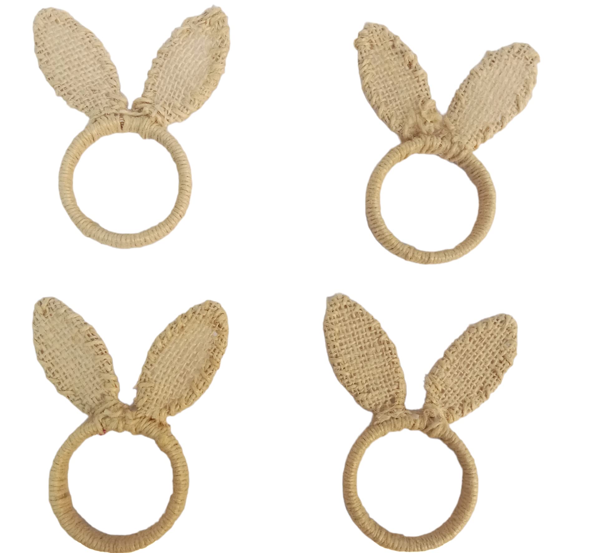 INSTOOKRabbit Napkin Ring Animal Bunny Ear Modern for Table Jute Napkin Ring Brown Set of 4 Pcs