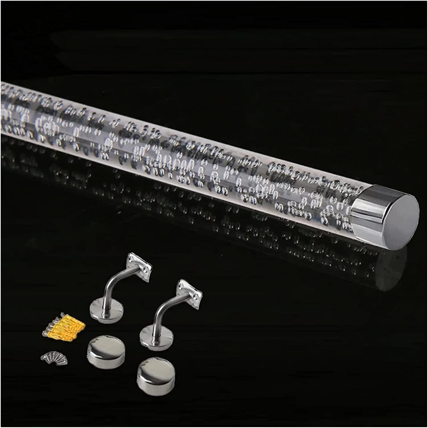 Gyeqxkt Silver Acrylic Crystal Nonslip Indoor Stair Grab Bar Modern Support Rod For Elderly & Kids Complete 220Cm (7.2Ft) Stairway Safety Kit Stylish Corridor Handrail