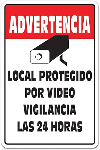 Vídeo VIGILANCIA Signo Propiedad protegida 24 horas advertencia de protección de seguridad | Interior/Exterior | Altura de 12" | Señal de