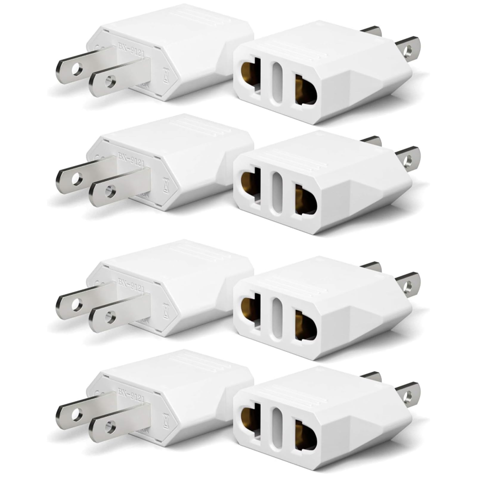 Oliveria Adaptador Enchufe Europeo a Americano, 4 Piezas para Europa/USA/China/Japón/Canadá/México - Blanco — view 8