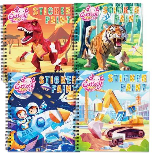 CutteeyFyry 4Pcs Paint by Number Sticker Books, Kid Crafts with Fun Stories by CutteeyFyry - Used condition - US$15.31