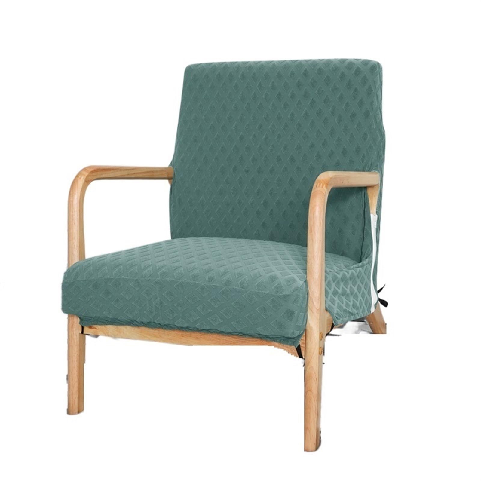 Chair Covers Solid Color Chair Cover Armchair Covers Jacquard Wood Arm Chair Slipcover Protector With Zipper Living Room Hotel Decor (Color : Green)