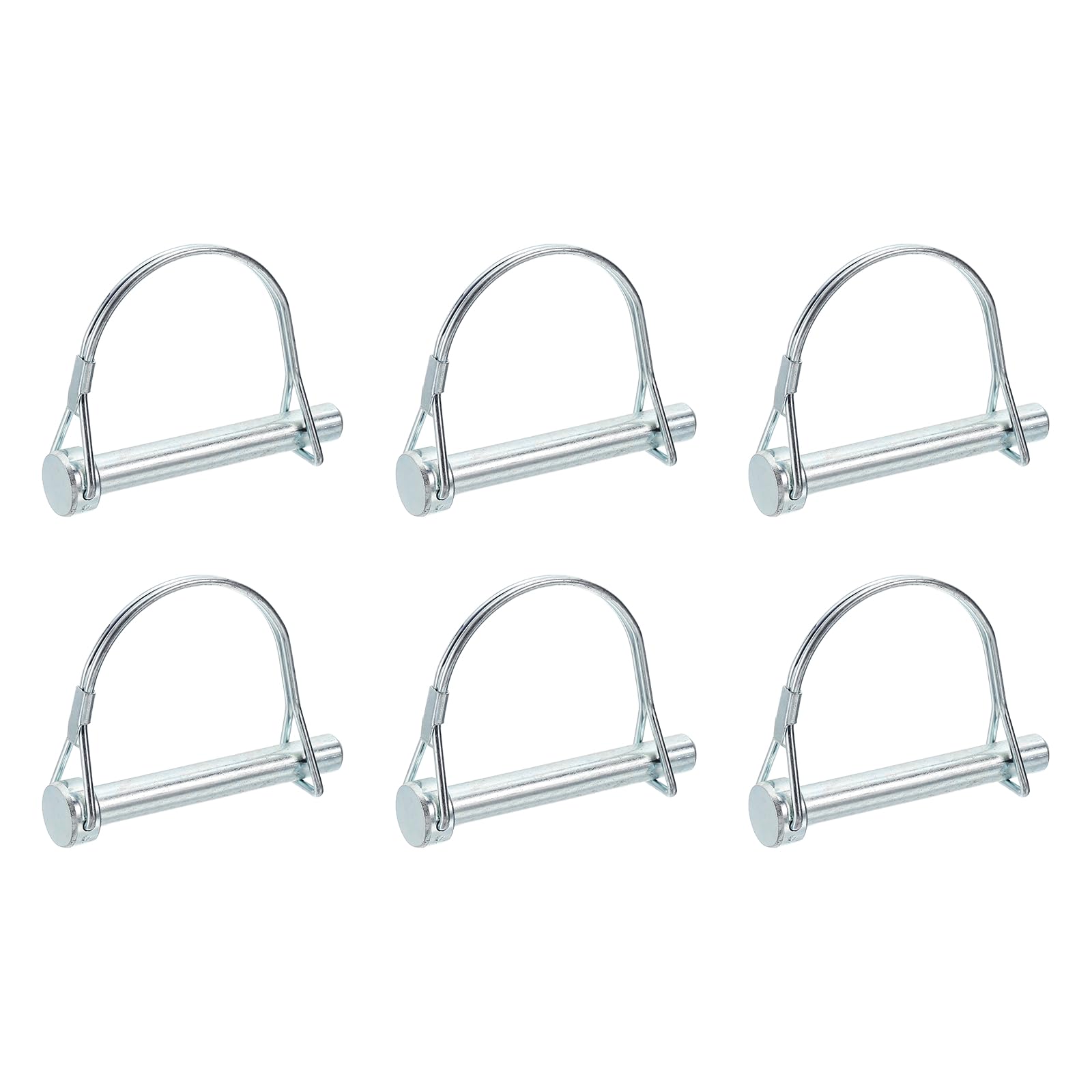 PATIKIL 6 Pcs Trailer Coupler Pins, 3/8" x 2.7" (9.5mm x 69mm) Safety Wire Lock Hitch Pin Arch Shaft Spring Locking Clip Half Round for Farm Trailers Lawn Garden Wagons, Silver