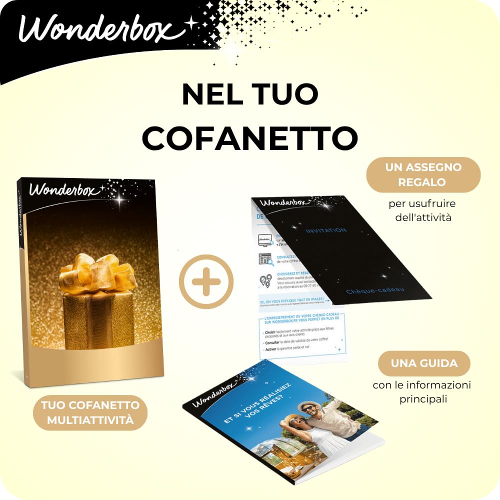 WONDERBOX - Cofanetto Regalo - Partiamo Insieme! - per 2 Persone | 1 notte + colazione + cena o attività benessere - Più di 6500 esperienze - Hotel 3* e 4*, B&B, agriturismi
