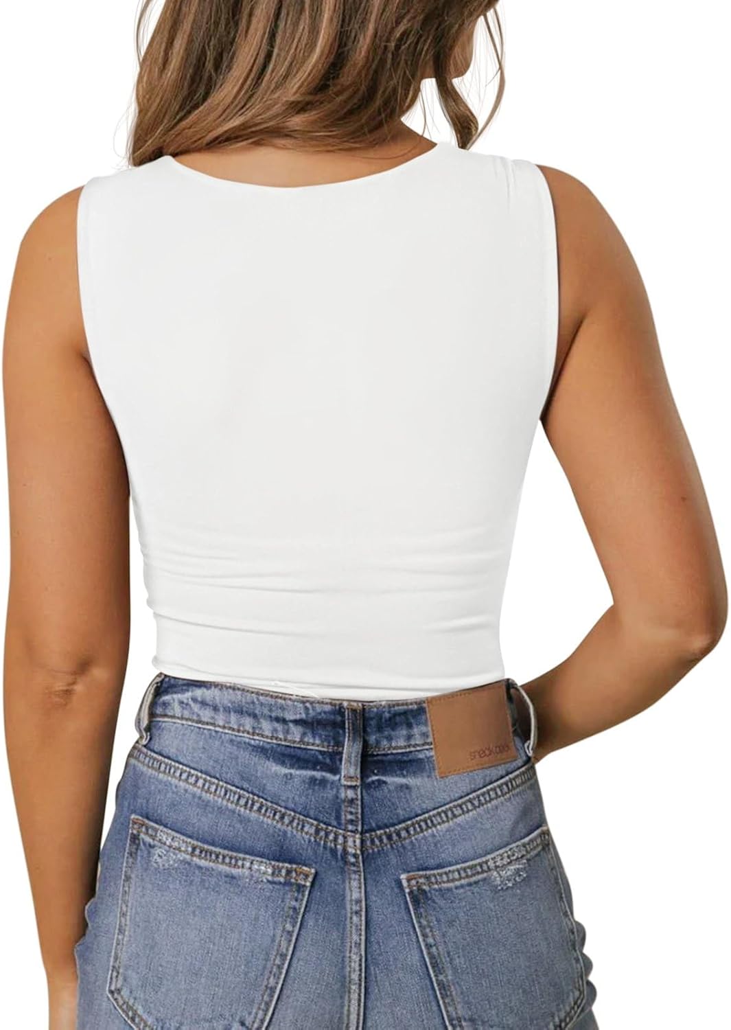 PINKMSTYLE Women's Basic Double Lined V Neck Tank Tops Sleeveless Shirts Slimming Summer Tops - Image 6