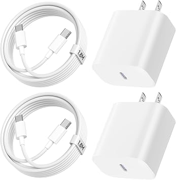 For iPhone 17 - Charger - Type C 20W - PD - Rapid Charger USB-C 2-Piece Set/ MFi & PSE Certified with 2m USB-C to C Cables Included, Type C Charger Compatible with iPhone 15/iPhone 15 Pro/iPhone 15