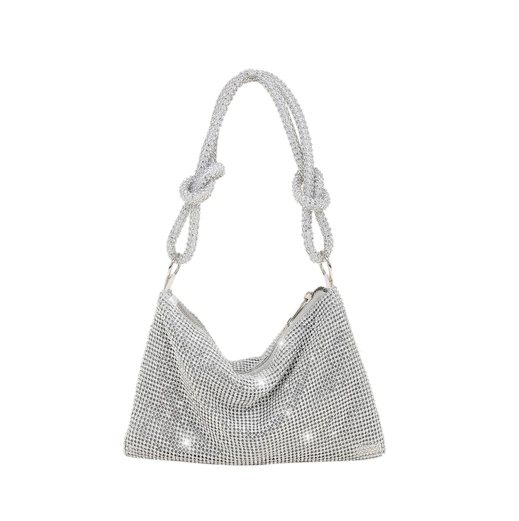 BLUE BEADS Women Silver Color Full Rhinestone Crystal Evening Bag Sparkling Glitter Handbag with Shiny Shoulder Strap Eleg... - Review, Price and Buying Guide