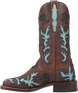 Dan Post Womens Tamarind Tooled-Inlay Square Toe Casual Boots Mid Calf Low Heel 1-2 - Brown