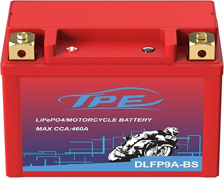 TPE 12V Lithium Motorcycle Battery YTX9A-BS 4AH 460CCA with Smart BMS & LCD Display LiFePO4 Engine Start Battery for Motorcycles ATVs