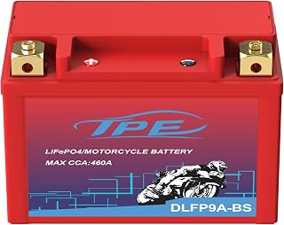 TPE 12V Lithium Motorcycle Battery YTX9A-BS 4AH 460CCA with Smart BMS & LCD Display LiFePO4 Engine Start Battery for Motorcycles ATVs