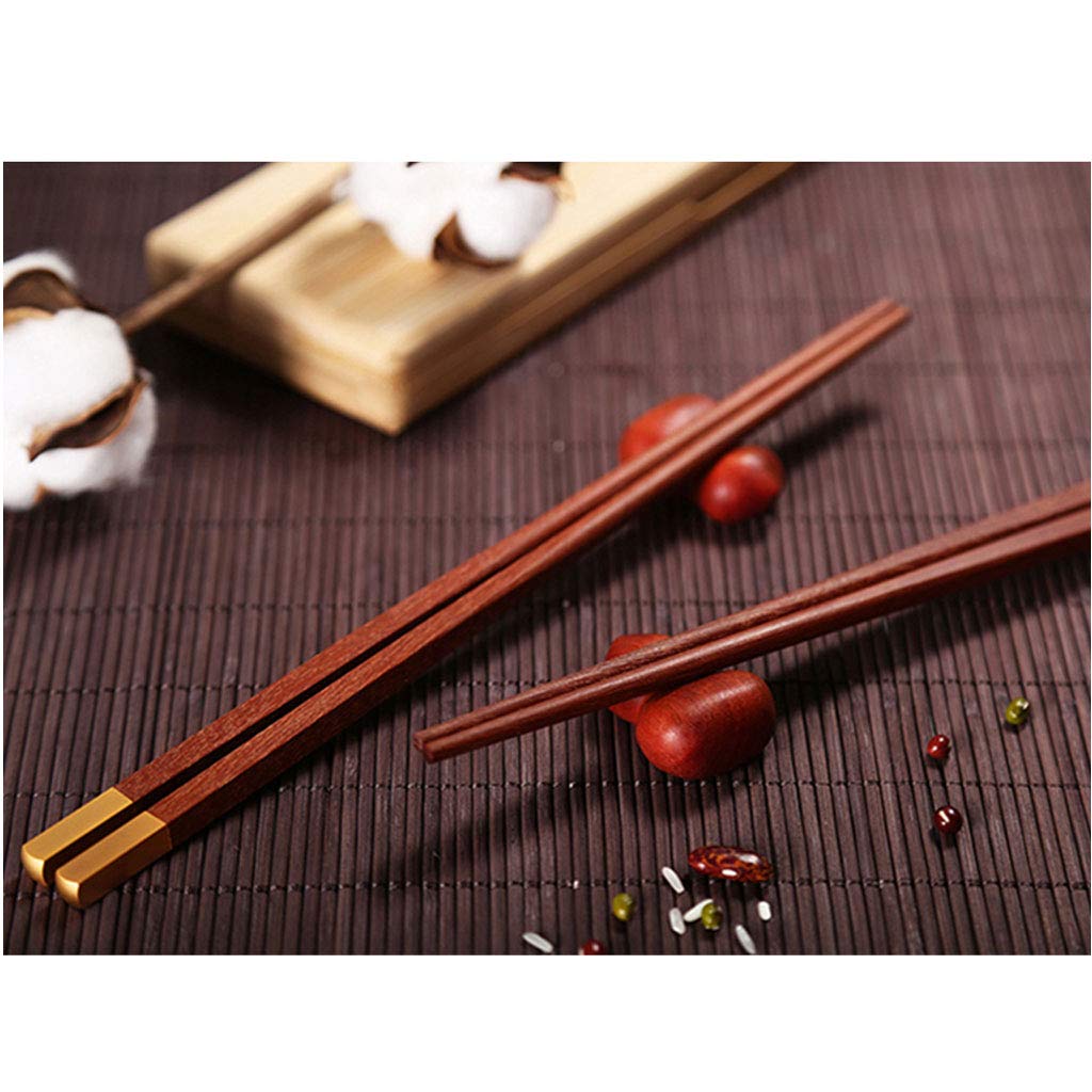Coffret Cadeau de Baguettes réutilisables en Bois avec étui, Baguettes à Sushi japonaises et Ensemble de Repose-Baguettes, Baguettes Chinoises de Luxe en Bois Rouge Naturel, Baguet(1pair)