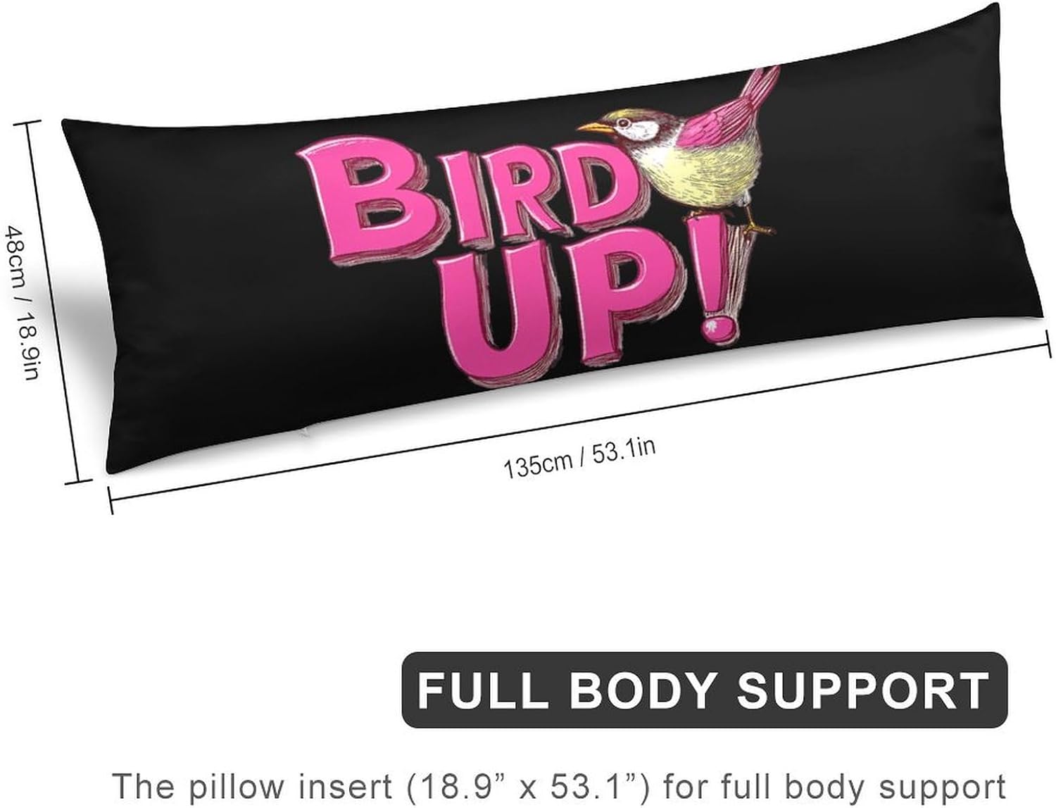 Bird Up Body Pillow Cover Long Cushion 18.9x53.1 Inch | pillowcase,bed decor,farmhouse,sofa