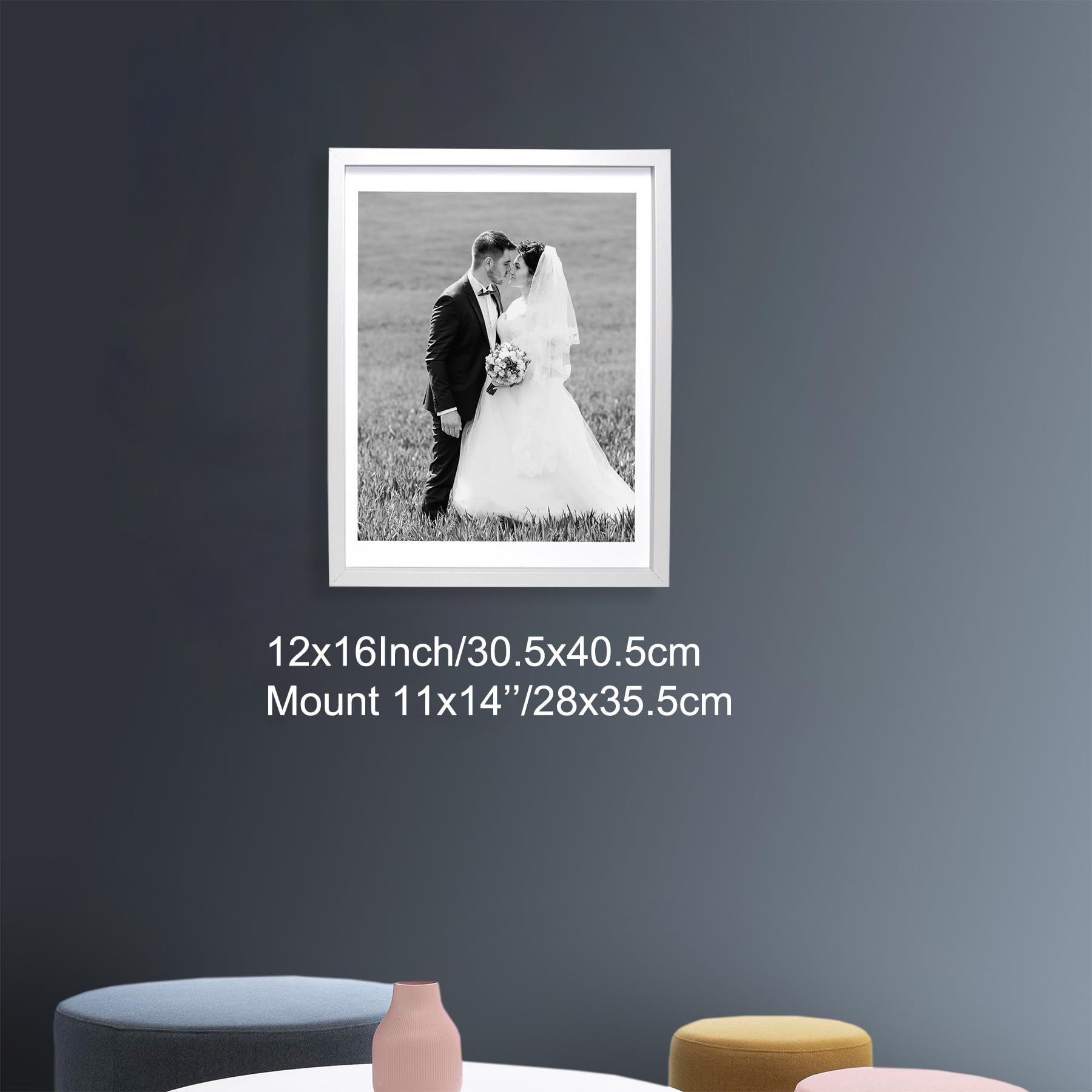 30x40cm(12x16'') White Boxed Photo Frame 3pack with acid free mount for 11x14'',16x12'' White Poster Frame with Acid Free AMount for 11x14'' - Image 2