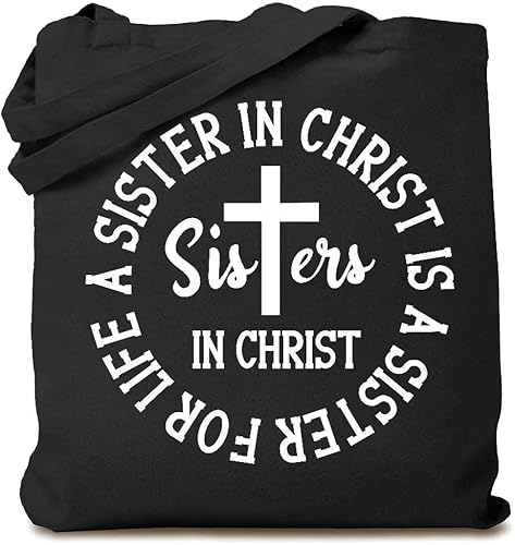 Bolsa de lona cristiana para mujer, bolsa de compras con texto en inglés "A Sister in Christ", bolsa de compras ecológica, bolsa reutilizable para