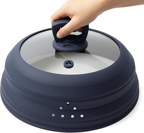 Cubierta de goteo para microondas, cubierta con asa para alimentos, plegable, si