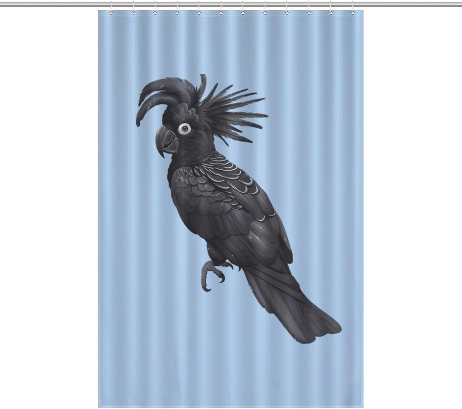 Black Cockatoo Bird Funny Shower Curtains Washable Bath Curtain Liner with Hooks for Bathroom Bath Tubs 48x72Inch（122x183cm）