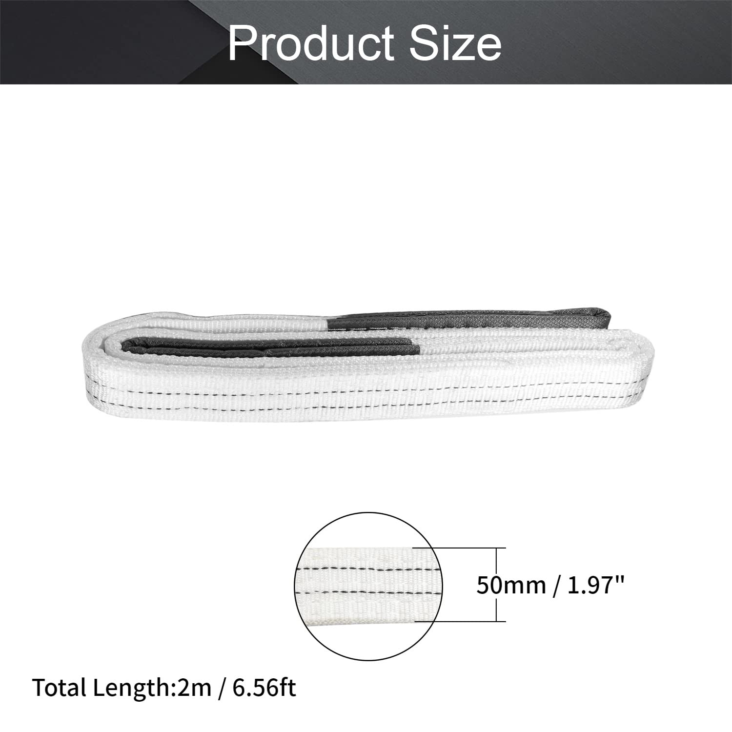 MroMax Cinghia di sollevamento 2 "x 6.6 ' Cinghie di sollevamento Web 2000 lb Capacità per la costruzione Sartiame Moving Traino Sollevamento Attrezzi da lavoro Bianco 4 Pz