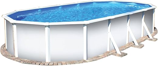 Planet Pool Stahlwandpool ovalform Classic 730x375x120 cm, Stahl 0,4 mm weiß, Folie 0,3 mm blau, Overlap