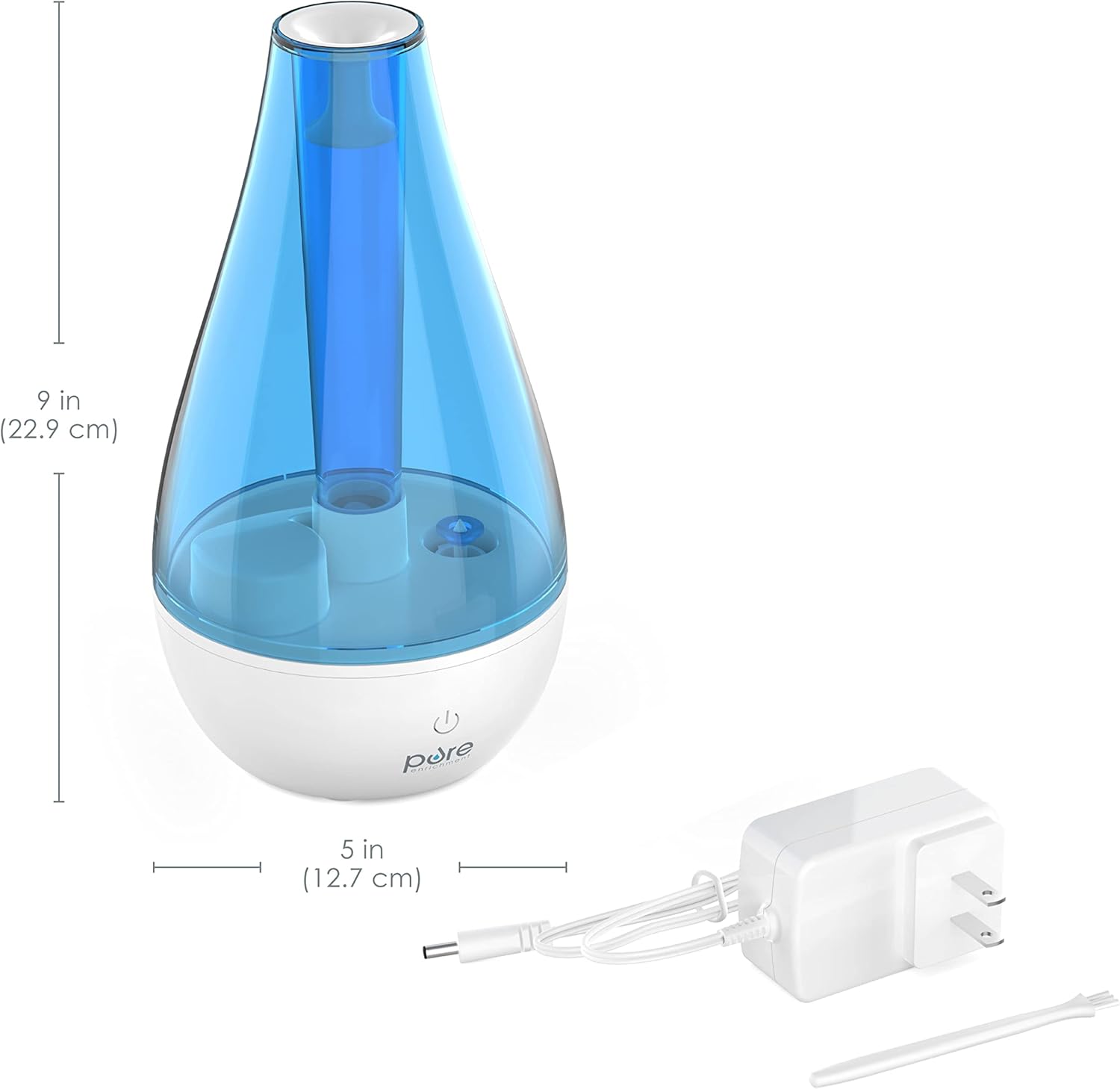 Quiet, long-lasting humidifier for bedroom, nursery, office, and plants with 360° rotation nozzle and night light.