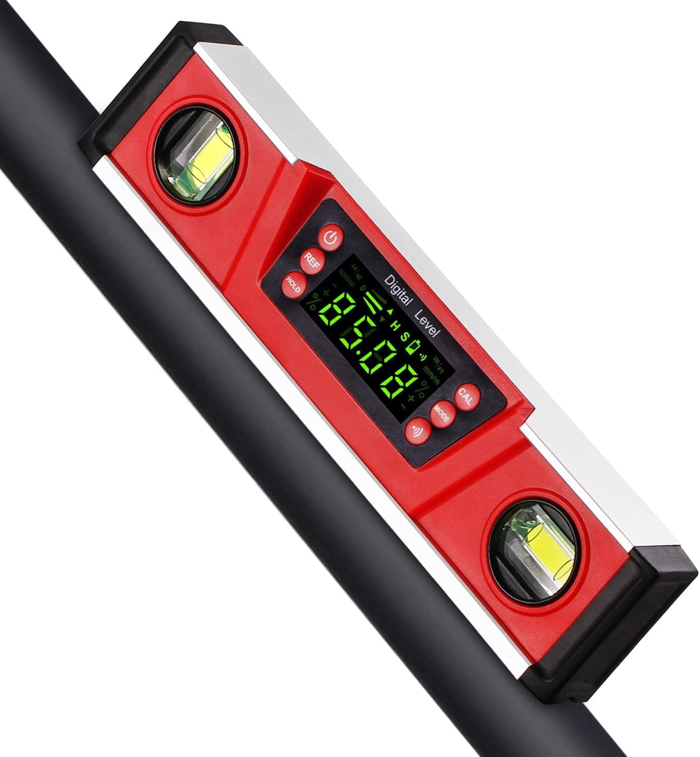 Digital Angle Finder and Level Gauge 10 Inch - Magnetic Level with Neodymium Magnets & V-Groove Base, IP54 Water Resistant, Bright LED Display, Carrying Bag for Precision Engineering and Construction