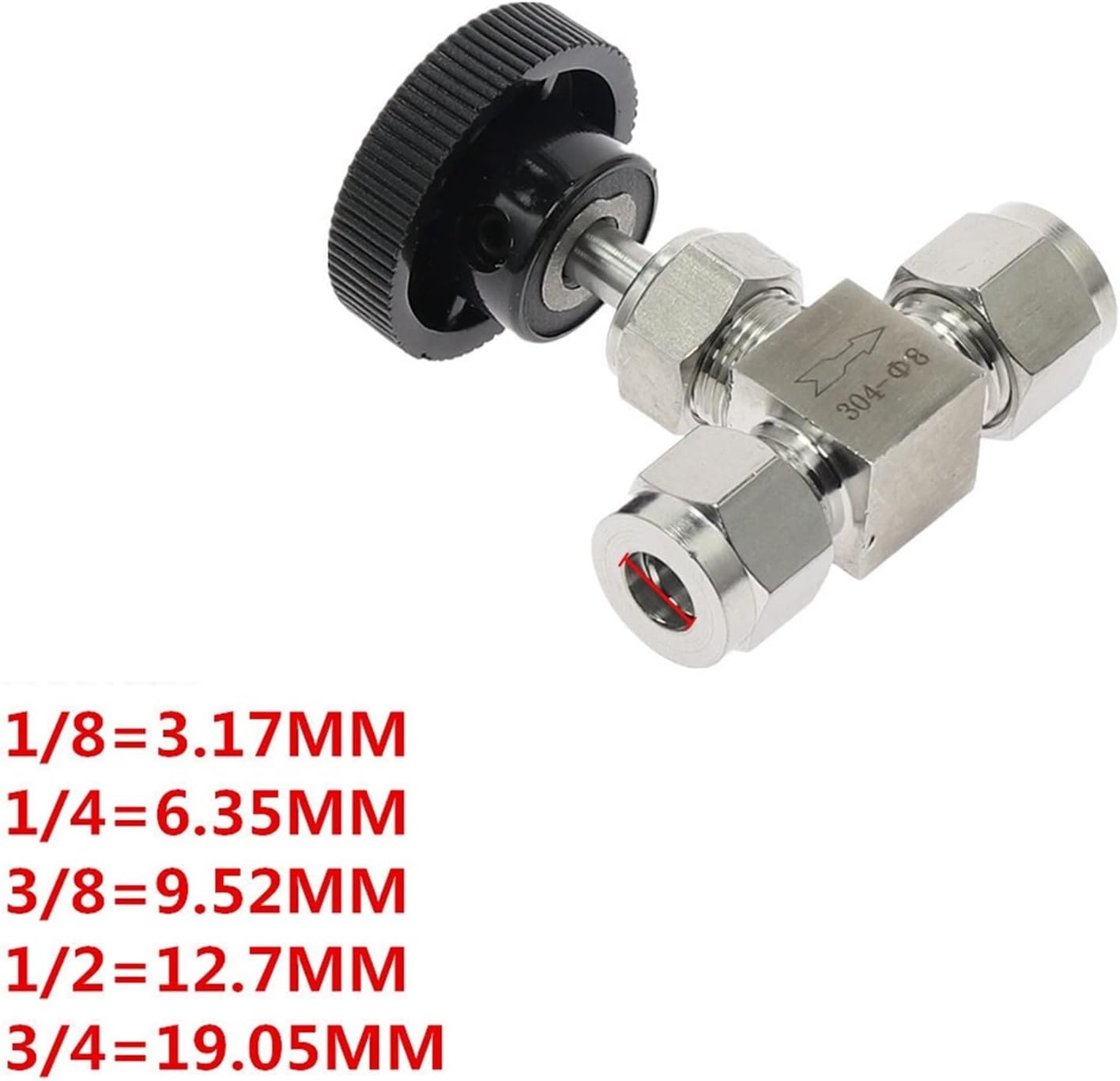 Valve Adjustable Needle Valve Compression Double Ferrule Tube Connector Stainless Steel (Specification : 12mm)(12mm)