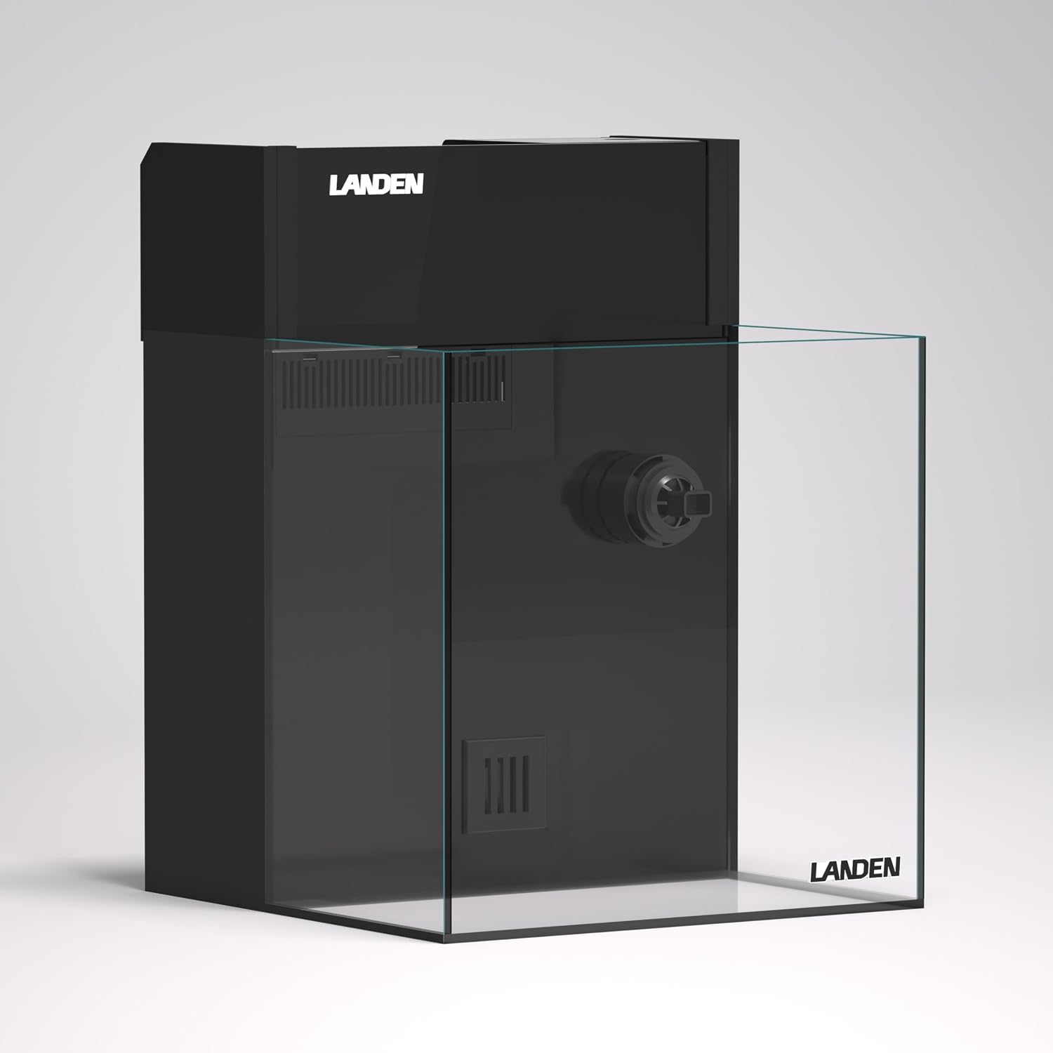 LANDEN EzCube 30 Rimless Saltwater Aquarium with Rear Filtration, 8 Gallon AIO Nano Reef Tank with Frosted Divider and Filter Sock, W11.8×D11.8×H11.8 in (30×30×30cm), Ideal for Coral and Marine Fish