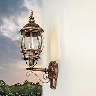 Licht-Erlebnisse Außenleuchte Wand Aluminium Glas in Kupfer Antik IP23 Terrasse Garten B:15,5 cm E27 Rustikale Laterne Außenwandlampe Balkon BREST