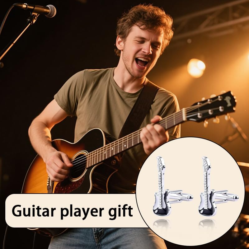 Mancuernillas de música para baterista y guitarrista miniatura 4