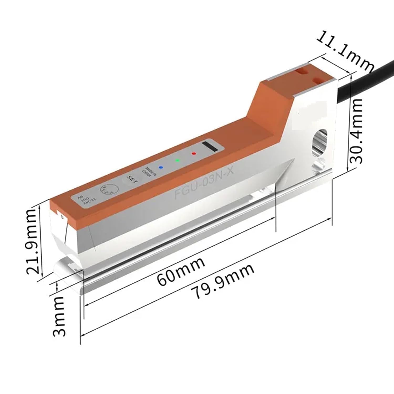 Optical Label Sensor FGU-03N-X for Labeling Machine Non-Transparent Paper Labels 3mm Photoelectric Label Sensor