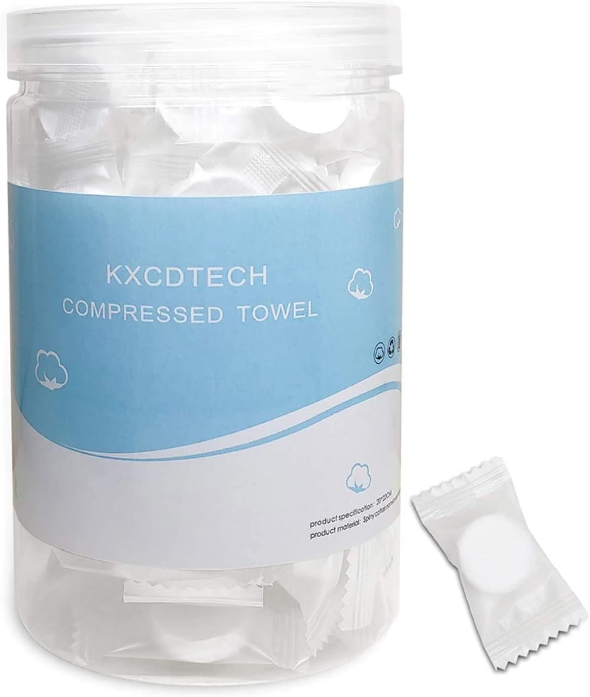 100PCS Compressed Magic Towels, Tablet Towels Coin Tissue Compressed Wipes Just Add Water, 100% Natural Organic Cotton Hygienic Individually Packaged for Home, Travel, Camping Hiking