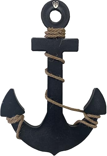 Miniatura 4 de Ancla de madera náutica rústica con cuerdas y cruces de cuerda para decoración de pared, ancla de madera para colgar, ancla decorativa para el