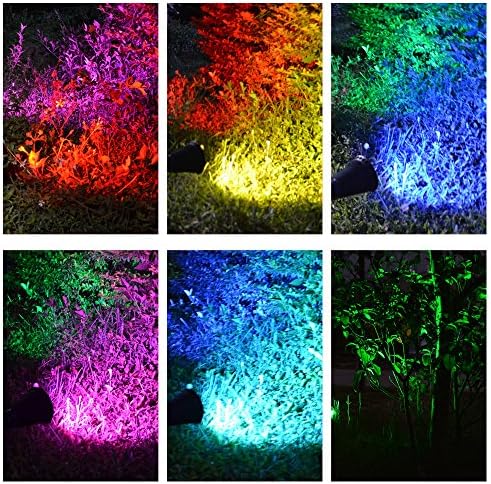 T-SUN Solar Spotlights, 7 LED Color-Changing Solar Landscape Lamps, 2-in-1 Multi Use Outdoor Wall Lights, Decorative Lights for Outdoor, Garden, Lawn, Pathway, Party & Christma.