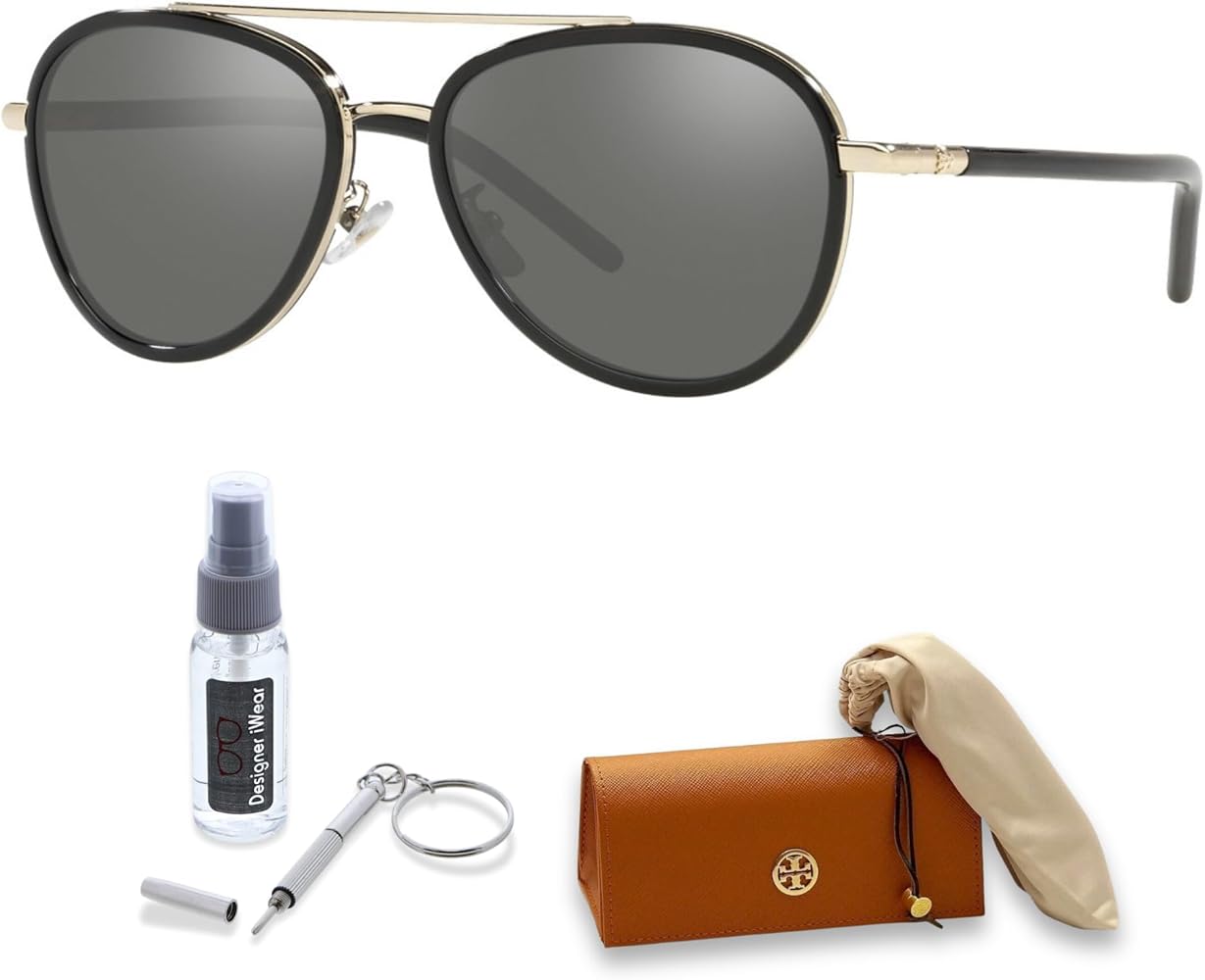 Amazon.com: Tory Burch TY6089 33056V 57MM Black/Dark Grey Flash