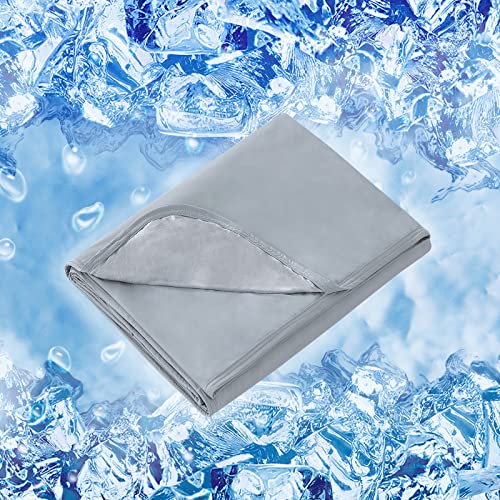 Double Side Cooling Blankets For Hot Sleepers 79"X86" Queen, Q-Max>0.4 Japanese Arc-Chill Cooling Fiber & Bamboo Lightweight Summer Cooling Blanket, Soft Breathable Cool Blanket For Night Sweats-Grey #TOP7