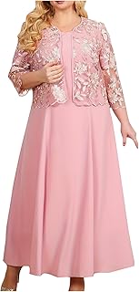 Plus Size Dresses Wedding Guest Women Formal Lace Cocktail Party Summer A Line Dress Evening Knee Length Midi Dress