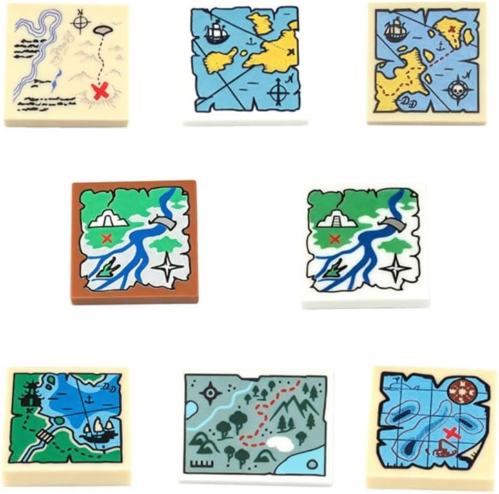Building Block Accessory Tile 2x2 Printed Pirate Treasure Map Pirate Adventure Castle Military Map (SY44-1-HYPJ10435)