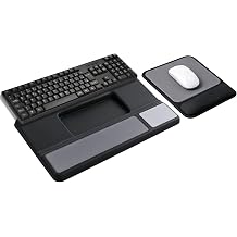 JIKIOU 3-in-1 Ergonomic Keyboard Stand with Wrist Rest & Gel Mouse Pad Set, Comfy Keyboard Riser Holder Soft Mousepad, Memory Foam and Non-Slip PU Base for Pain Relief Black