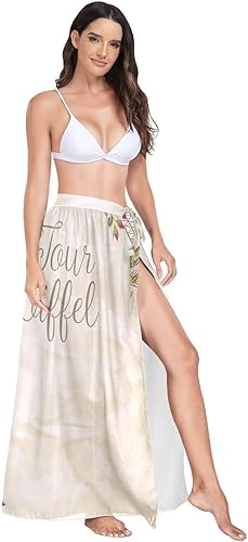 Miniatura 2 de Zathe Women'S Swimwear Cover Up Swim Long Coverups Beachwear Partywear M Eiffel Tower Simbol Spring Blooming Flowers