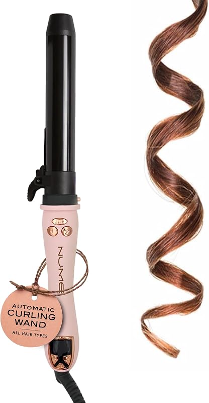 Professional Automatic Rotating Curling Iron 1-inch - Fixed Temperature - Tourmaline Ceramic - Large Barrel for Long Hair & Thick Curls. Extra-Long, Oval-Shaped Hair Wand