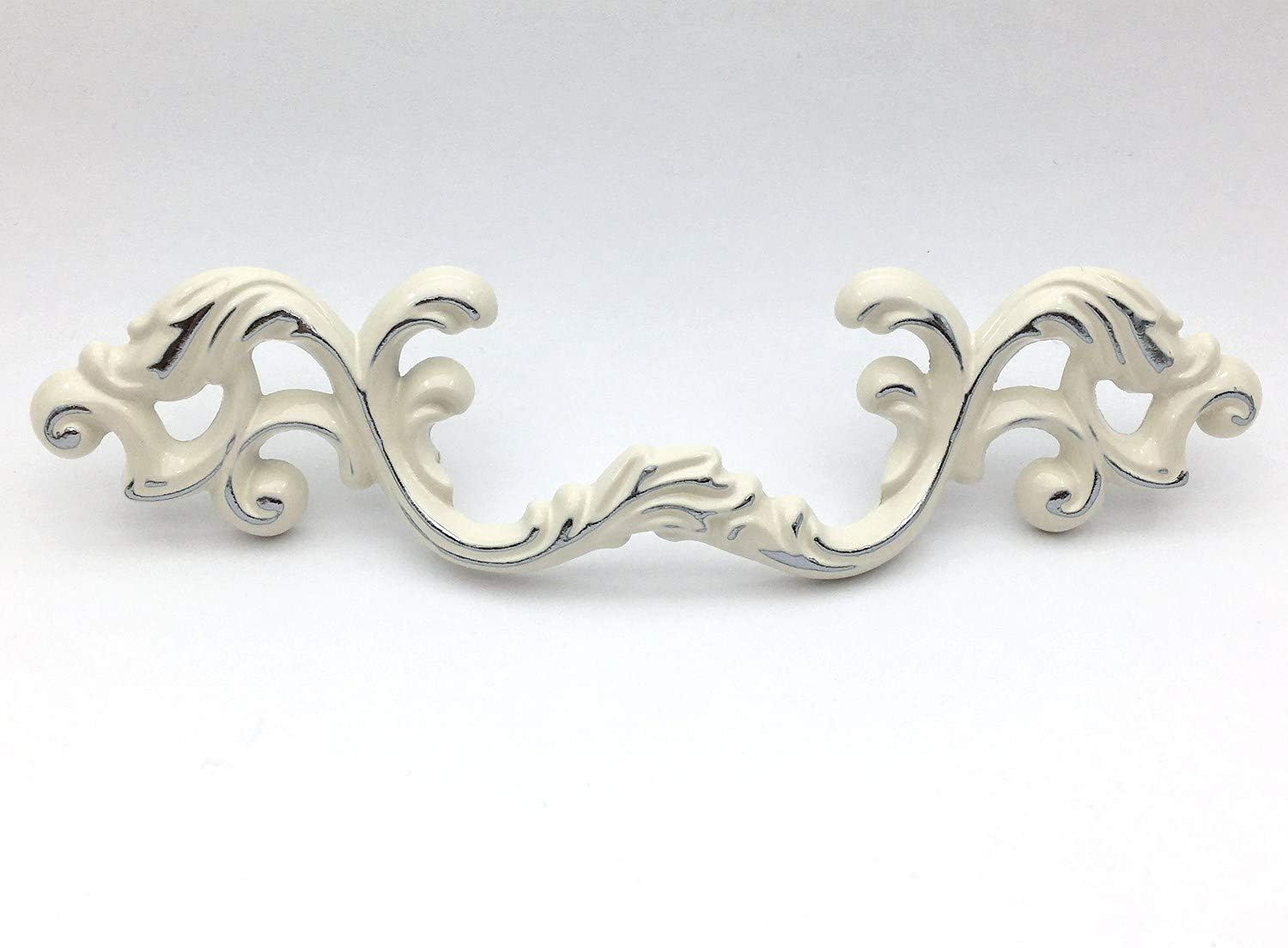 2 1/2" C-C Creamy White Distressed White Drawer Pull Gold Silver Dresser Handles Cabinet Pulls Knob Hardware 64 mm 2.5" Centers (Color : Silver)