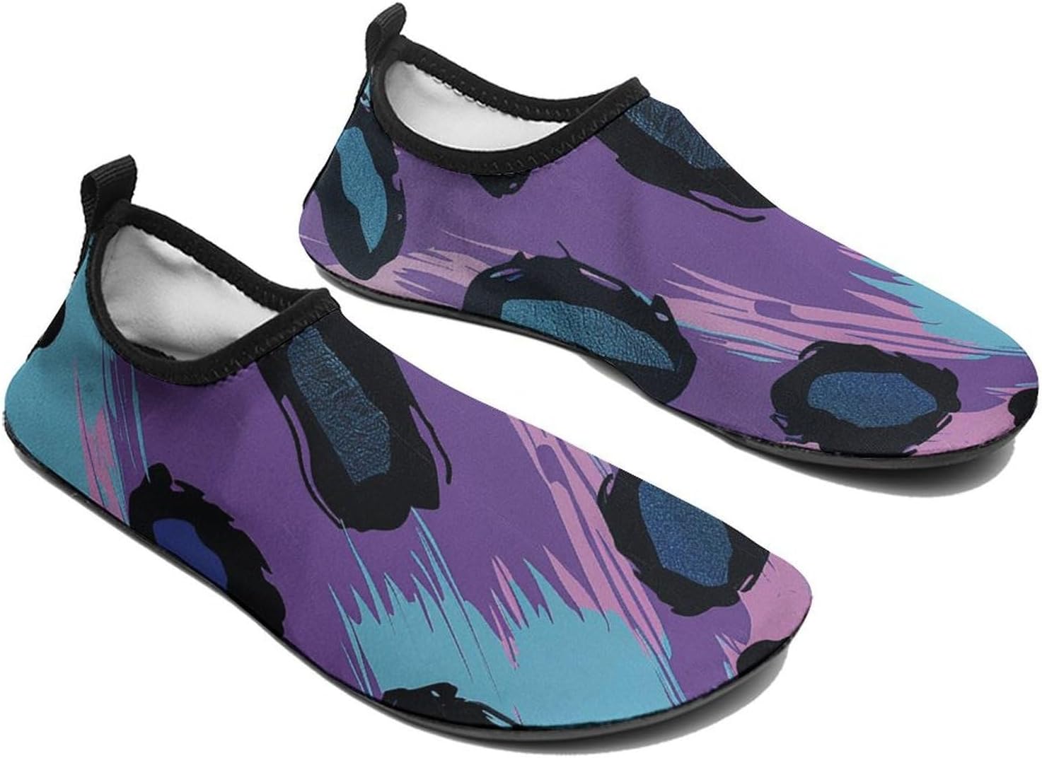 Water Shoes for Women Men Swim Beach Shoes Quick Dry Barefoot Aqua Shoes Purple Leopard Pattern Sport Shoes Hiking Shoes 5/6women