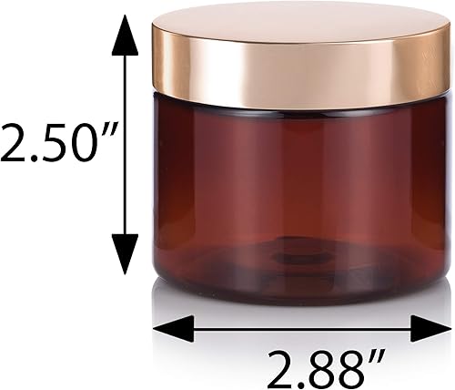 Miniatura 2 de Tarro recargable de plástico PET ámbar de 6 onzas con tapa de metal dorado (paquete de 12)