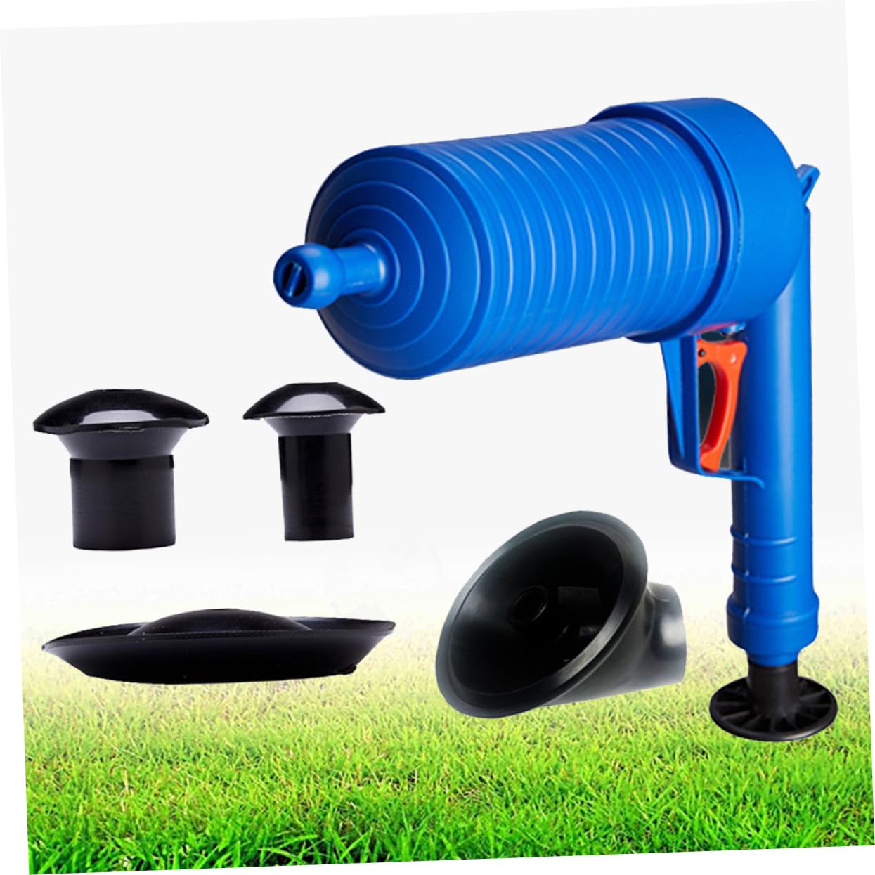 Déboucheur à Air Comprimé avec Ventouse et Brosse Kit pour Nettoyage de Canalisations Toilettes et Évier Bleu