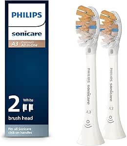 Philips Sonicare A3 Premium All-in-One, Genuine Replacement Toothbrush Heads, White, 2 Pack, HX9092/65